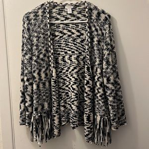 Chicos knit cardigan with fringe